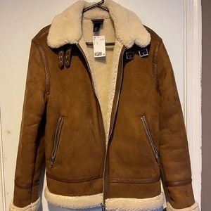 Brown Suede Bomber jacket with fur
